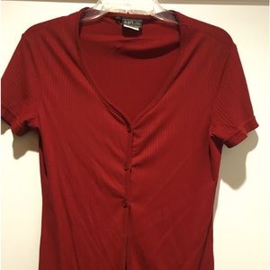 Replay Donna Red Jersey Top Short Sleeves Vintage Italian Maker
